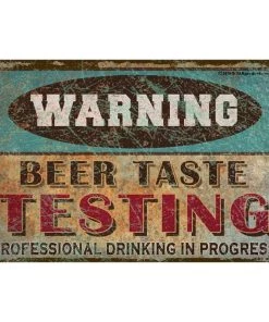 Best Sale ⌛ Bars Vintage Metal Bar Sign - 12" X 18" - Warning - CUSTOMIZABLE 🥰 -Outlet Bars Store metal bar sign warning beer taste testing web 800x