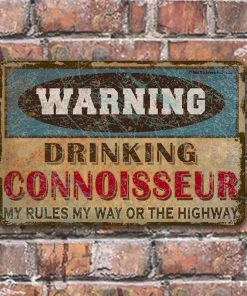 Best Sale ⌛ Bars Vintage Metal Bar Sign - 12" X 18" - Warning - CUSTOMIZABLE 🥰 -Outlet Bars Store metal bar sign warning connoisseur web wall 800x