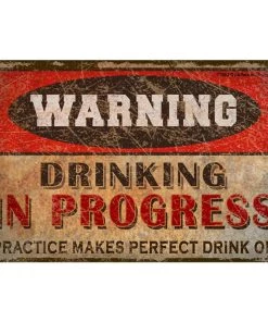 Best Sale ⌛ Bars Vintage Metal Bar Sign - 12" X 18" - Warning - CUSTOMIZABLE 🥰 -Outlet Bars Store metal bar sign warning drinking in pprogress web 800x