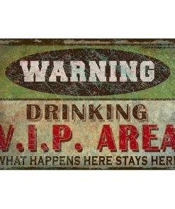 Best Sale ⌛ Bars Vintage Metal Bar Sign - 12" X 18" - Warning - CUSTOMIZABLE 🥰 -Outlet Bars Store metal bar sign warning vip area web 800x