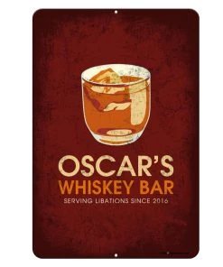 Best Sale β€οΈ Bars CUSTOMIZABLE Whiskey Bar Vintage Metal Bar Sign - 12" X 18" π€©