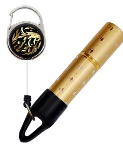 Cheap 😉 Bars Mister Leash™ - Retractable Clip-on Atomizer For Hand Sanitizers - Golden Feathers Design - Refillable 🔥