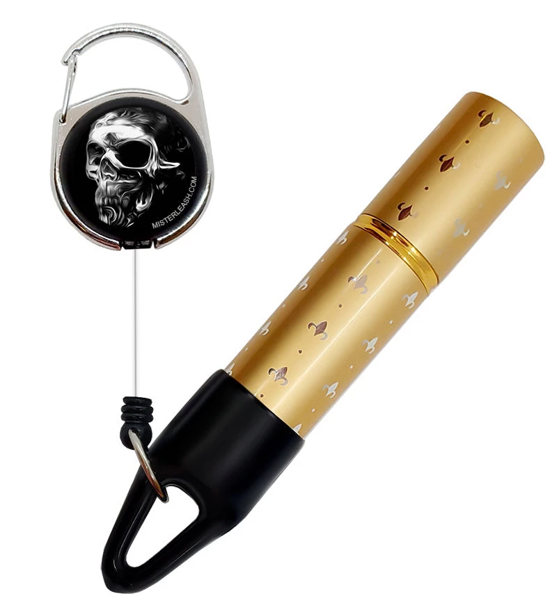 Outlet ⭐ Bars Mister Leash™ - Retractable Clip-on Atomizer For Hand Sanitizers - Chrome Skull Design - Refillable ✨ 3 Outlet ⭐ Bars Mister Leash™ - Retractable Clip-on Atomizer For Hand Sanitizers - Chrome Skull Design - Refillable ✨