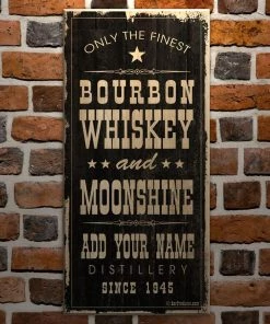 Deals 💯 Bars Bourbon Whiskey & Moonshine - CUSTOMIZABLE Large Vintage Wooden Bar Sign - 11 3/4" X 23 3/4" ❤️ -Outlet Bars Store moonshine wood plank sign web1 800x