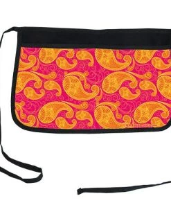 Hot Sale 👏 Bars Two-Pocket Kolorcoat™ Server Apron - Pink & Orange Paisley 😍