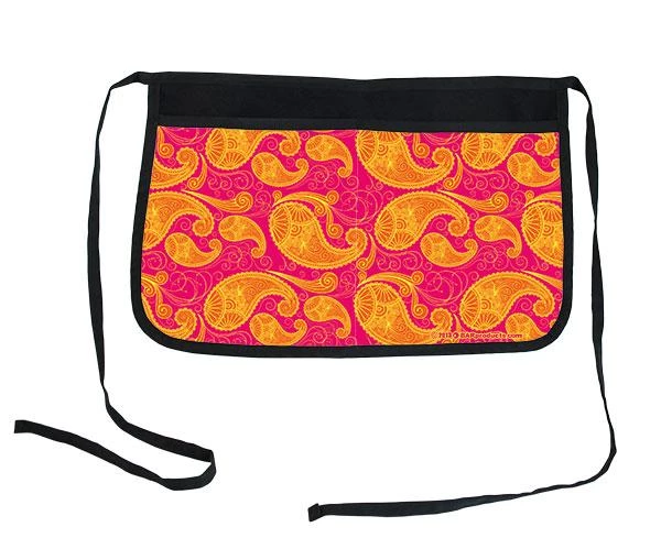 Hot Sale 👏 Bars Two-Pocket Kolorcoat™ Server Apron - Pink & Orange Paisley 😍 3 Hot Sale 👏 Bars Two-Pocket Kolorcoat™ Server Apron - Pink & Orange Paisley 😍