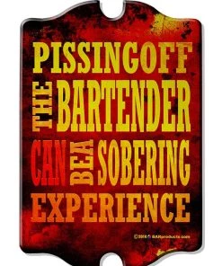 Cheap 🎉 Bars Kolorcoat™ Wood Bar Sign - Tavern Shaped - Piss Off Bartender 🧨