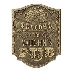 Wholesale 🛒 Bars Cast Aluminum Plaque - Pub "Welcome" Design - CUSTOMIZABLE 🌟 -Outlet Bars Store pub welcome plaque bpc 250 800x