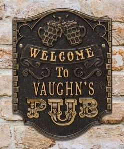 Wholesale 🛒 Bars Cast Aluminum Plaque - Pub "Welcome" Design - CUSTOMIZABLE 🌟 -Outlet Bars Store pub welcome plaque bpc 2 800x