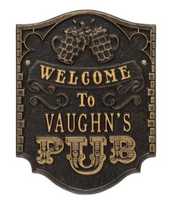 Wholesale 🛒 Bars Cast Aluminum Plaque - Pub "Welcome" Design - CUSTOMIZABLE 🌟