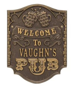 Wholesale 🛒 Bars Cast Aluminum Plaque - Pub "Welcome" Design - CUSTOMIZABLE 🌟 -Outlet Bars Store pub welcome plaque bpc 8 800x