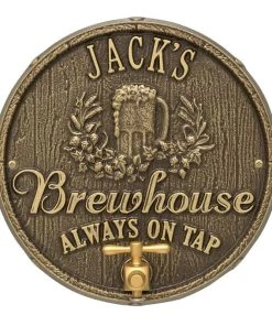 New ✔️ Bars CUSTOMIZABLE Oak Barrel Beer Pub Design - Cast Aluminum Plaque (and Bottle Opener) 😀 -Outlet Bars Store round brewhouse plaque bpc 4 800x