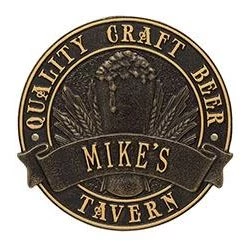 Outlet ✔️ Bars Cast Aluminum Plaque - "Round" Quality Craft Beer - CUSTOMIZABLE 🔔 -Outlet Bars Store round craft beer plaque bpc 250 800x