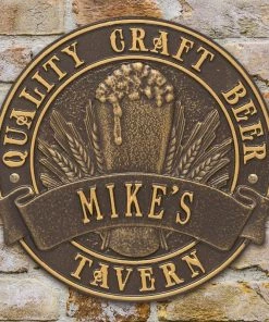 Outlet ✔️ Bars Cast Aluminum Plaque - "Round" Quality Craft Beer - CUSTOMIZABLE 🔔 -Outlet Bars Store round craft beer plaque bpc 2 800x