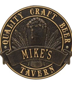 Outlet ✔️ Bars Cast Aluminum Plaque - "Round" Quality Craft Beer - CUSTOMIZABLE 🔔