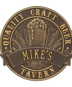 Outlet ✔️ Bars Cast Aluminum Plaque - "Round" Quality Craft Beer - CUSTOMIZABLE 🔔 -Outlet Bars Store round craft beer plaque bpc 8 800x