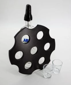 Best Pirce 😀 Bars 6-Shooter Wood Shot Glass Serving Tray And Bottle Topper - Black Or Stained ⭐ -Outlet Bars Store shot glass bottle topper birch serving tray club black 800x