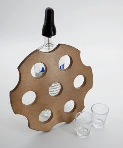 Best Pirce 😀 Bars 6-Shooter Wood Shot Glass Serving Tray And Bottle Topper - Black Or Stained ⭐ -Outlet Bars Store shot glass bottle topper birch serving tray club dark walnut 800x