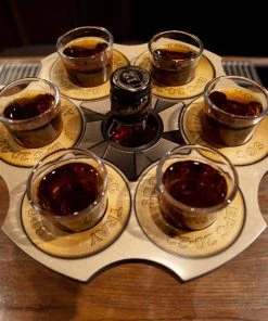 Discount 😉 Bars 6-Shooter Wood Shot Glass Serving Tray And Bottle Topper - "Revolver Cylinder" 🥰 -Outlet Bars Store shot glass caddy cylinder bullet birch wood 6 shooter tray bottle topper 800x