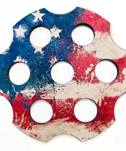 Brand new โค๏ธ Bars 6-Shooter Wood Shot Glass Caddy Tray And Bottle Topper - "Grunge Flag" ๐ฅ