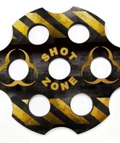 Buy ✔️ Bars 6-Shooter Wood Shot Glass Caddy Tray And Bottle Topper - "Hazard Zone" 🧨