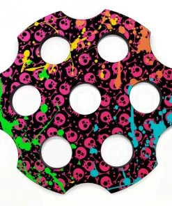 Coupon 🎉 Bars 6-Shooter Wood Shot Glass Caddy Tray And Bottle Topper - "Skulls And Splats" 😀