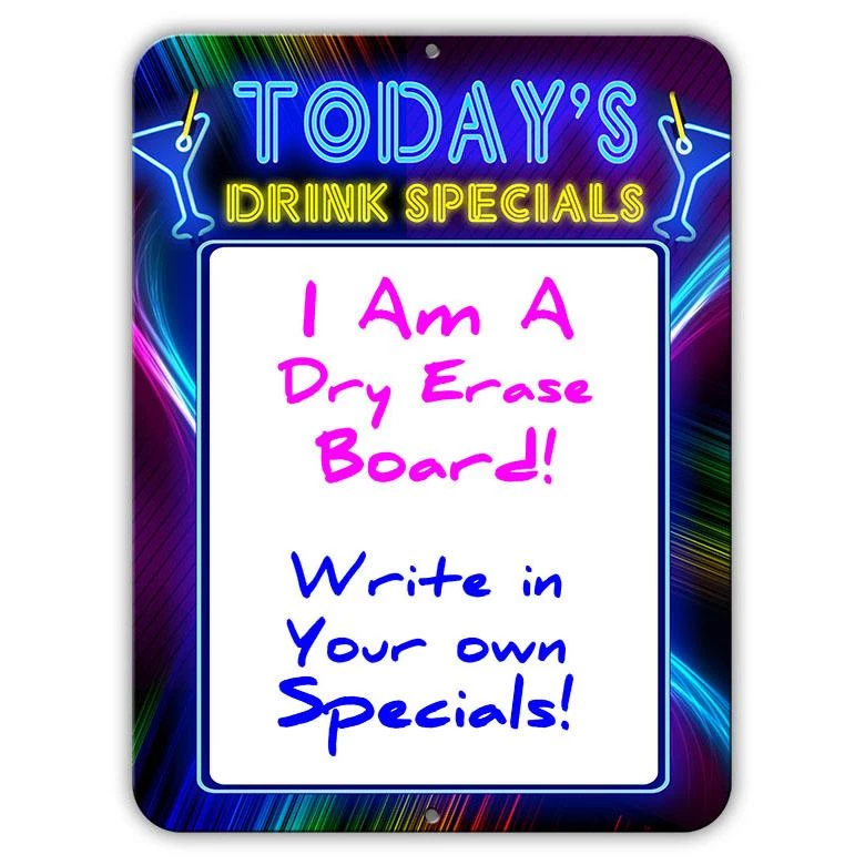 Deals 🎉 Bars Today's Drink Specials - Dry Erase Metal Bar Signs - Neon Themed ❤️ 4 Deals 🎉 Bars Today's Drink Specials - Dry Erase Metal Bar Signs - Neon Themed ❤️ - Image 2