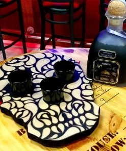 Discount 😀 Bars Shot Glass And Bottle Caddy - Elegant Skull 🥰 -Outlet Bars Store skull shot tray sugar5 web4 800x