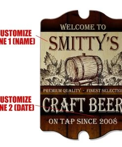 Wholesale 😉 Bars Craft Beer Tavern Shaped Wood Bar Sign ✔️ -Outlet Bars Store smittys craft beer on tap tavern sign1 cus 800x