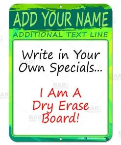 Best deal 😍 Bars Dry Erase Specials Sign - ADD YOUR NAME - Green Abstract Template 👍 -Outlet Bars Store specials sign dry erase 9x12 green bp 800 800x