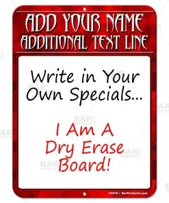 New 🎁 Bars Dry Erase Specials Sign - ADD YOUR NAME - Red Abstract Template 🎉 -Outlet Bars Store specials sign dry erase 9x12 red bp 800 800x