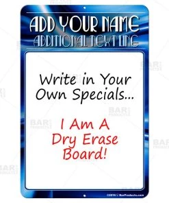 Best reviews of π Bars Dry Erase Specials Sign - ADD YOUR NAME - Blue Abstract Template π