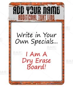 Best deal ✔️ Bars Dry Erase Specials Sign - ADD YOUR NAME - Brick Wall Template 👍