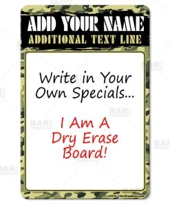 Best deal π Bars Dry Erase Specials Sign - ADD YOUR NAME - Camouflage Pattern Template π₯°