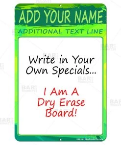 Best deal π Bars Dry Erase Specials Sign - ADD YOUR NAME - Green Abstract Template π