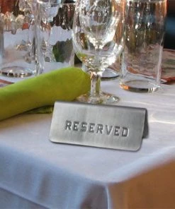Wholesale 🎉 Bars Tabletop Stamped "Reserved" Sign - Stainless Steel 🧨