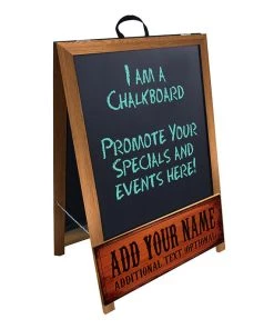 Wholesale 🧨 Bars "ADD YOUR NAME" A-Frame Sidewalk Chalkboard Sign – Double Sided - Wood Finish Options - Design 2 🎉