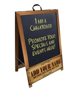 Brand new ⭐ Bars "ADD YOUR NAME" A-Frame Sidewalk Chalkboard Sign – Double Sided - Wood Finish Options - Design 1 🛒 -Outlet Bars Store stained a frame sign with stn ayn board angle 800x