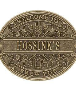 Promo ✔️ Bars Cast Aluminum Plaque - Welcome Brew Pub - CUSTOMIZABLE 🔔