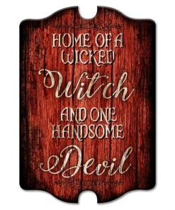 Best deal 💯 Bars Wicked Witch / Handsome Devil - Tavern Shaped 🎃 Halloween Wood Sign 🛒