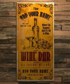 Best reviews of 🎁 Bars Wine Bar - CUSTOMIZABLE Large Vintage Wooden Bar Sign - 11 3/4" X 23 3/4" ⌛ -Outlet Bars Store wine bar wood plank sign web1 800x