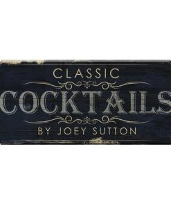 Budget 👍 Bars CLASSIC COCKTAILS - CUSTOMIZABLE Wood Plaque Sign - Color Options 👍 -Outlet Bars Store wood bar sign plaque classic cocktails blu 800x