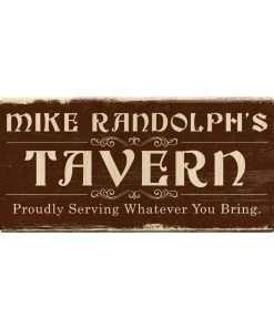 Cheapest ❤️ Bars PERSONALIZED Wooden Sign - TAVERN (Color Options) 🎁 -Outlet Bars Store wood bar sign plaque tavern web brown 800x