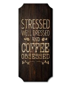 Best Sale ❤️ Bars Wood Plaque Kolorcoat™ Sign - Coffee Obsessed ⭐