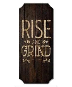 Best deal ❤️ Bars Wood Plaque Kolorcoat™ Sign - Rise And Grind 🔔