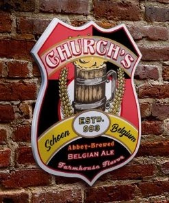 Budget 🔥 Bars CUSTOMIZABLE Wood Shield Plaque - Heritage Beer Tavern Sign - Many Options Available - Two Sizes 👍 -Outlet Bars Store wood shield plaque sign customize add your name personalize beer belgium 800x