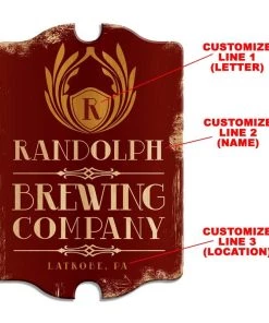 Discount 😀 Bars Brewing Company (Red) - Custom Tavern Shaped Wood Bar Sign 🌟 -Outlet Bars Store wood tavern sign brewing company 1 800x