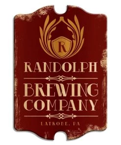 Discount 😀 Bars Brewing Company (Red) - Custom Tavern Shaped Wood Bar Sign 🌟